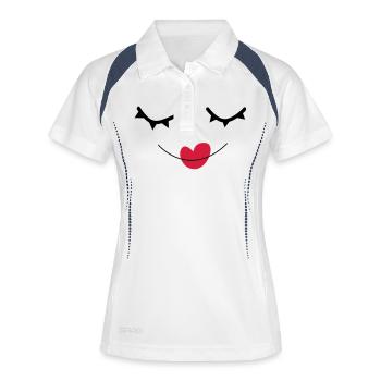 sourire - Polo respirant Femme - blanc/marine - Devant