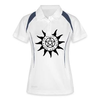Pentagramm Rune - Frauen Polo atmungsaktiv - Weiß/Navy - Vorne