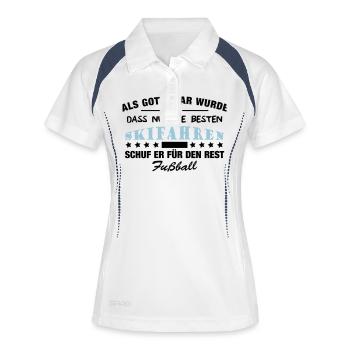 Skifahren vs. Fußball - Frauen Polo atmungsaktiv - Weiß/Navy - Vorne