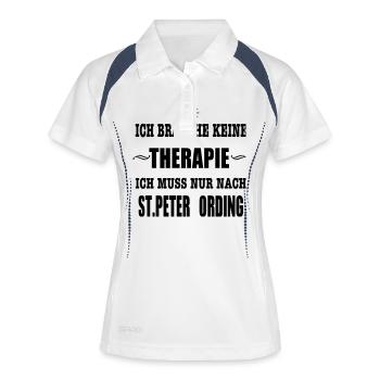 THERAPIE St PETER Ording - Frauen Polo atmungsaktiv - Weiß/Navy - Vorne