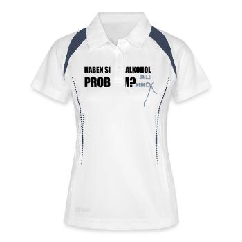 ALKOHOL PROBLEM ? Ja Nein - Frauen Polo atmungsaktiv - Weiß/Navy - Vorne