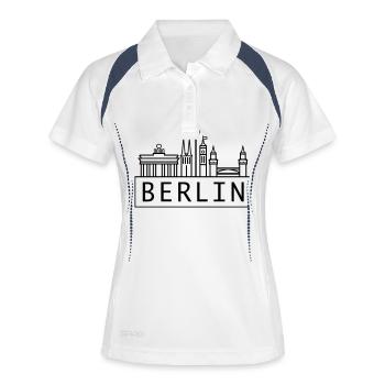 Berlin - Frauen Polo atmungsaktiv - Weiß/Navy - Vorne