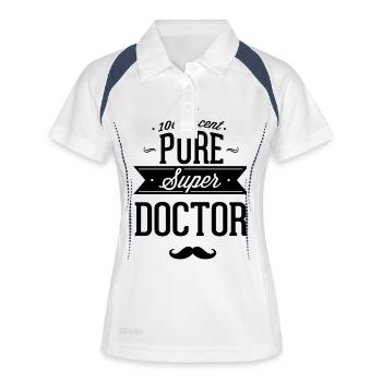 100 % médecin - Polo respirant Femme - blanc/marine - Devant