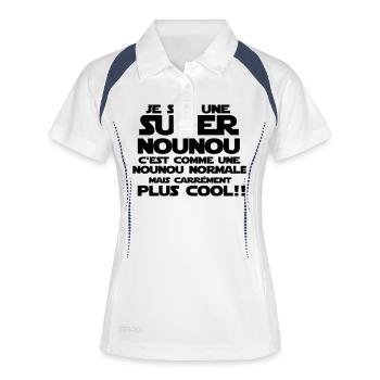 une nounou carrément plus cool - Polo respirant Femme - blanc/marine - Devant