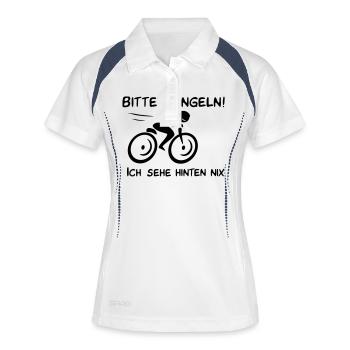 Radfahrer bitte klingeln! - Frauen Polo atmungsaktiv - Weiß/Navy - Vorne
