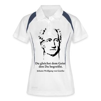Goethe: Du gleichst dem Geist, den Du begreifst. - Frauen Polo atmungsaktiv - Weiß/Navy - Vorne