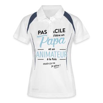 Papa et Animateur - Polo respirant Femme - blanc/marine - Devant