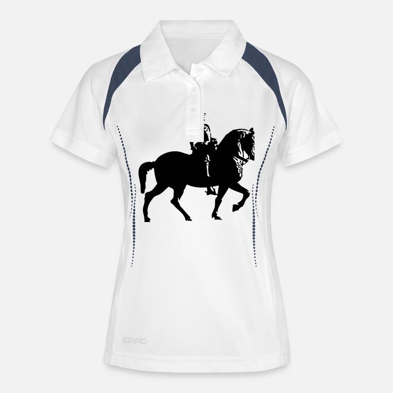 cheval et le cavalier - Polo respirant Femme - blanc/marine
