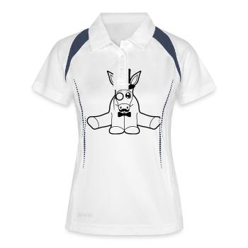 reich sir herr gentlemen mustache schnurrbart mono - Frauen Polo atmungsaktiv - Weiß/Navy - Vorne