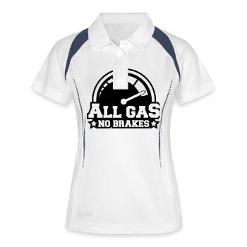 all_gas_no_brakes_c1 - Frauen Polo atmungsaktiv - Weiß/Navy - Vorne