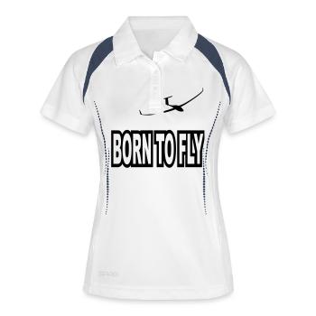 born to fly - Frauen Polo atmungsaktiv - Weiß/Navy - Vorne