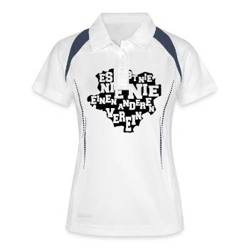Es gibt nie nie nie einen anderen Verein - Frauen Polo atmungsaktiv - Weiß/Navy - Vorne