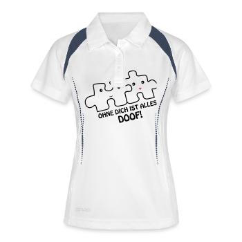 ohne_dich_ist_alles_doof2 - Frauen Polo atmungsaktiv - Weiß/Navy - Vorne