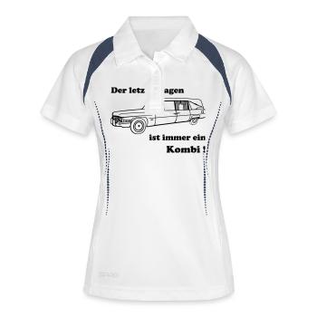 Der letzte Wagen ist immer ein Kombi - Frauen Polo atmungsaktiv - Weiß/Navy - Vorne
