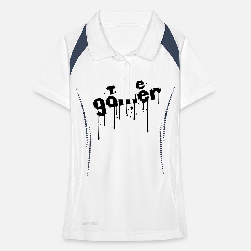 pixel true gamer 8 bit retro old font text blood d Women's Polo breathable
