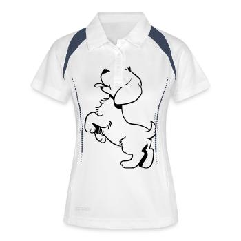Bébé chien doux - Polo respirant Femme - blanc/marine - Devant