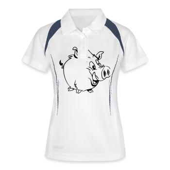 wildschwein süss lustig witzig - Frauen Polo atmungsaktiv - Weiß/Navy - Vorne
