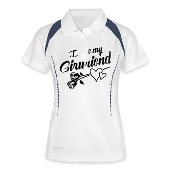 i love my girlfriend design - Frauen Polo atmungsaktiv - Weiß/Navy - Vorne
