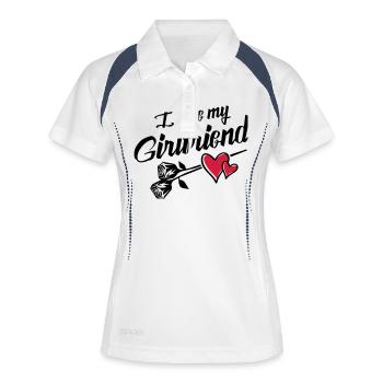 i love my girlfriend - Frauen Polo atmungsaktiv - Weiß/Navy - Vorne