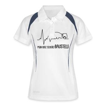 mein herz schlägt baustelle - Frauen Polo atmungsaktiv - Weiß/Navy - Vorne