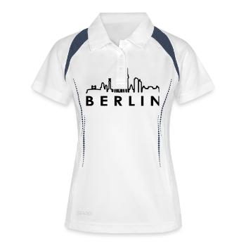 Skyline - Berlin - Frauen Polo atmungsaktiv - Weiß/Navy - Vorne