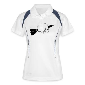 dart_faust_001 - Frauen Polo atmungsaktiv - Weiß/Navy - Vorne