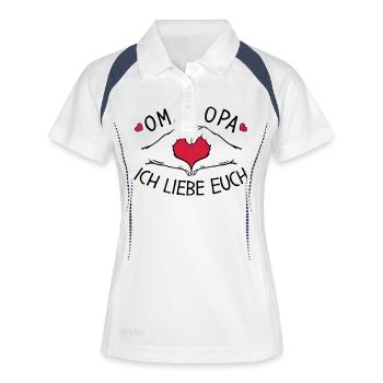 Oma und Opa ich liebe Euch - Frauen Polo atmungsaktiv - Weiß/Navy - Vorne