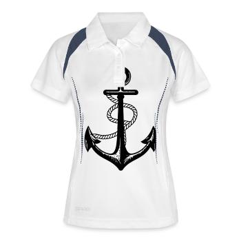 Anker Illustration - Frauen Polo atmungsaktiv - Weiß/Navy - Vorne