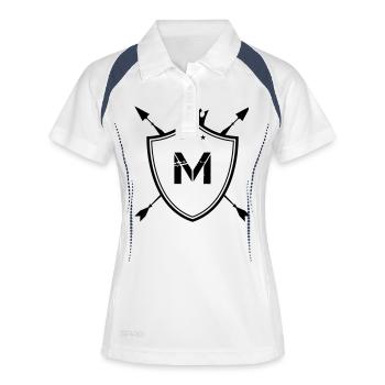 wappen m - Frauen Polo atmungsaktiv - Weiß/Navy - Vorne