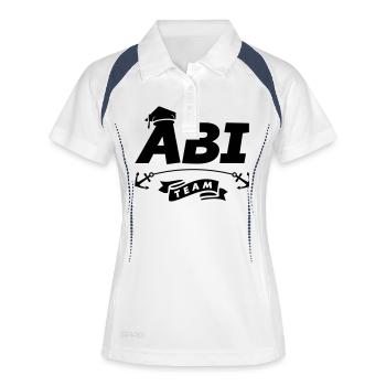 abi team - Frauen Polo atmungsaktiv - Weiß/Navy - Vorne
