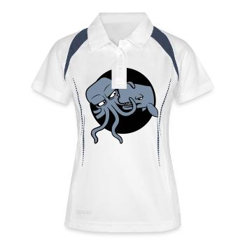 Oktopus Wal 2 Kämpfen Tiefsee Monster Seemonster - Frauen Polo atmungsaktiv - Weiß/Navy - Vorne