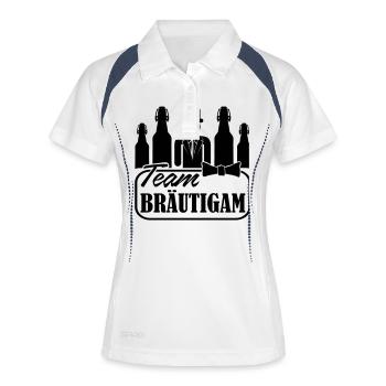 Enterrement de vie de garçon de l’équipe Bräutigam - Polo respirant Femme - blanc/marine - Devant