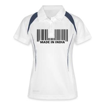 Made in India - Frauen Polo atmungsaktiv - Weiß/Navy - Vorne