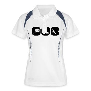eat sleep segelfliegen - Frauen Polo atmungsaktiv - Weiß/Navy - Vorne
