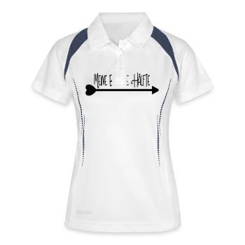 meine_bessere_haelfte_pfeil_rechts - Frauen Polo atmungsaktiv - Weiß/Navy - Vorne