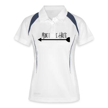 meine_bessere_haelfte_pfeil_links - Frauen Polo atmungsaktiv - Weiß/Navy - Vorne