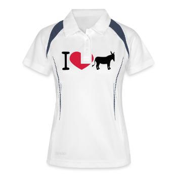 i love liebe herz esel pferd pony klein packesel l - Frauen Polo atmungsaktiv - Weiß/Navy - Vorne