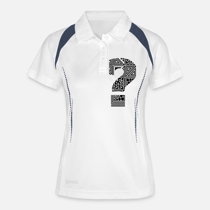 point d'interrogation ? - Polo respirant Femme - blanc/marine