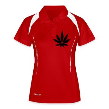 Cannabis - Frauen Polo atmungsaktiv - Weiß/Navy - Vorne