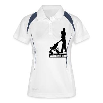 Walking Dad 2 huckepack - Frauen Polo atmungsaktiv - Weiß/Navy - Vorne