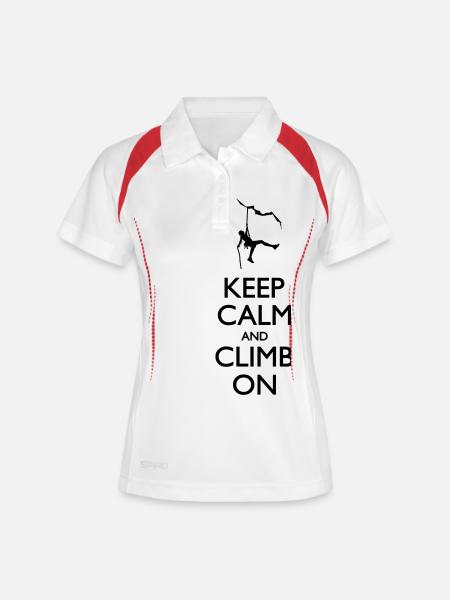 Keep calm and Climb on - Polo respirant Femme - blanc/marine