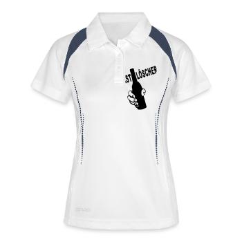 durstlöscher - Frauen Polo atmungsaktiv - Weiß/Navy - Vorne