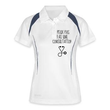 docteur / médecin / hôpital / médecine - Polo respirant Femme - blanc/marine - Devant