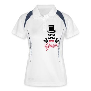marié - Polo respirant Femme - blanc/marine - Devant