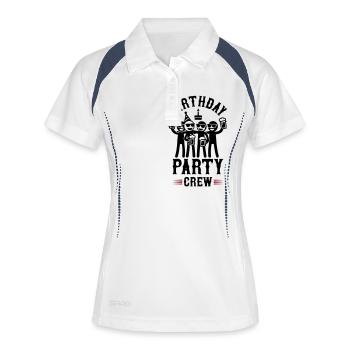 Geburtstag Party Crew Lustig - Frauen Polo atmungsaktiv - Weiß/Navy - Vorne