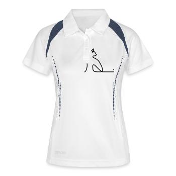 Katze 02 - Frauen Polo atmungsaktiv - Weiß/Navy - Vorne