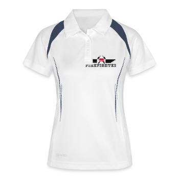FIrefighter Logo mit Helm und Axt mit Wings - Frauen Polo atmungsaktiv - Weiß/Navy - Vorne