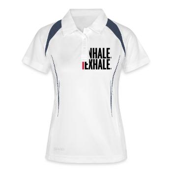 Inspirez expirez Yoga citation - Polo respirant Femme - blanc/marine - Devant