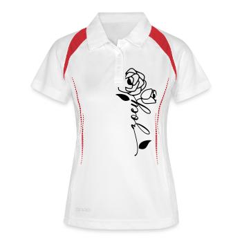 Zoey Nom Prénom Nom Fleur - Polo respirant Femme - blanc/marine - Devant