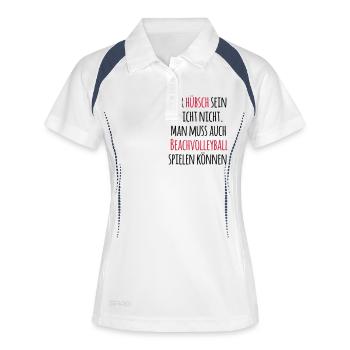 VolleyballFREAK Hübsch sein Beachvolleyball M - Frauen Polo atmungsaktiv - Weiß/Navy - Vorne